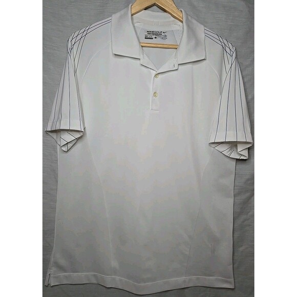 Nike Other - Nike Golf Tour Performance Dri Fit Polo Shirt, Men's Sz Lg, White W/ Stripes